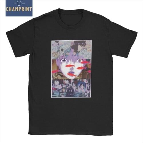 Perfect Blue Satoshi Kon Animated Film Collage T-Shirts Men Anime Amazing Pure Cotton Tees Short Sleeve T Shirt Original Clothes