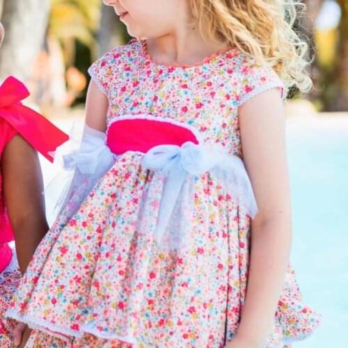 Spanish Baby Girls Sweet Floral Princess Dress Kids Dresses for Girls Flower Girl Dresses Kids Clothing for Girls Birthday Dress