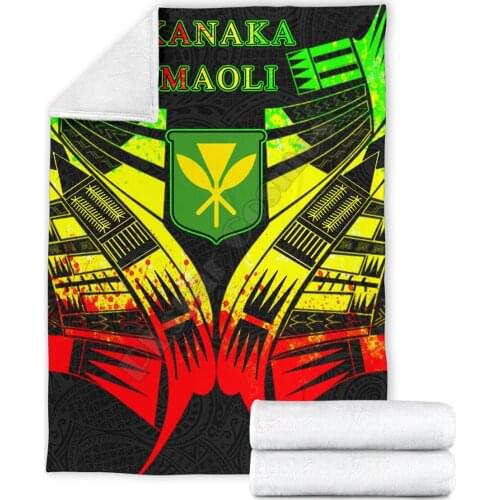 Kanaka Maoli Hawaii Flag Premium Blanket 3D printed Sherpa Blanket on Bed Home Textiles HOME ACCESSORIES