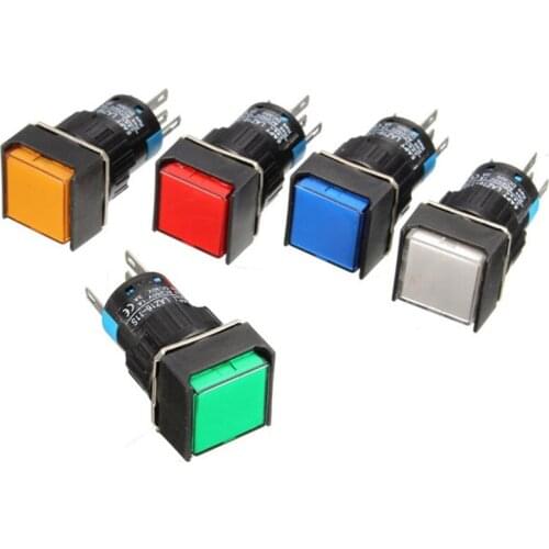 6V 12V 24V 220V momentary LED Illuminuted Maintained Self-locking Push Button Switches 16MM Latching Push Button