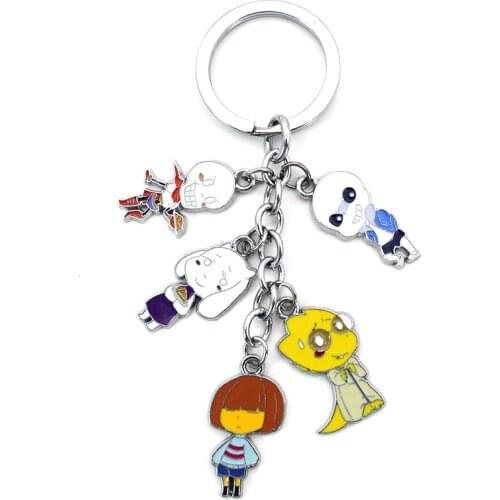 Game Undertale Metal Keychain Frisk/Sans/Toriel/Papyrus/Alphys Gift Collection Pendant for Men Womens Bag With Accessories