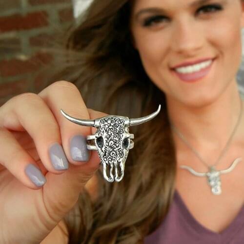 Fashion Punk Bull Head Skeleton Adjustable Rings Hip Hop Party For Men Women Vintage Rock Club Lovers Finger Ring