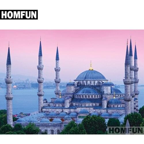 HOMFUN Full Square/Round Drill 5D DIY Diamond Painting "Mosque Religion" Embroidery Cross Stitch 5D Home Decor Gift A01413