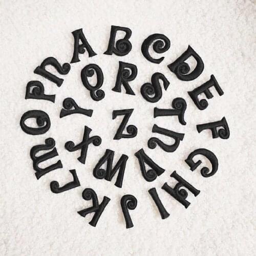 1Set Black 3D English Alphabet Embroidered Patches For Clothes Bag Iron On Letters Lace Applique DIY Accessory Name Patch