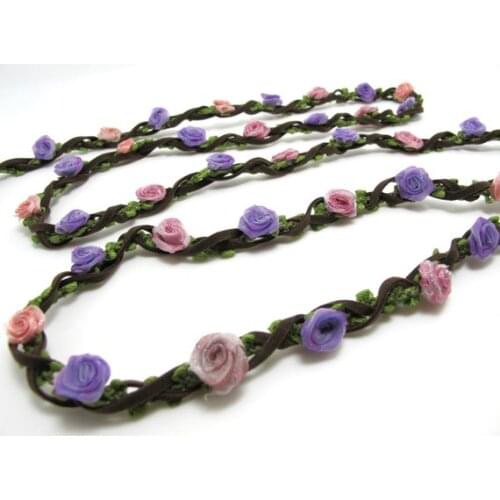 Braided Niva Rococo Trim with Faux Suede Leather|Braided Twine|Twisted Cord|Headband Trim|Vine Trim|Floral Decorative Ribbon