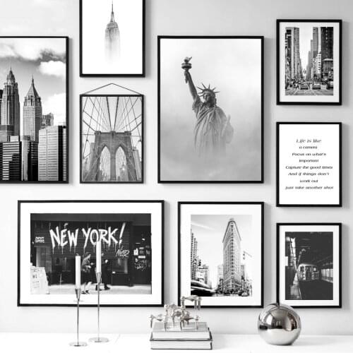 New York Statue Of Liberty Black White Nordic Posters And Prints Wall Art Canvas Painting Wall Pictures For Living Room Decor