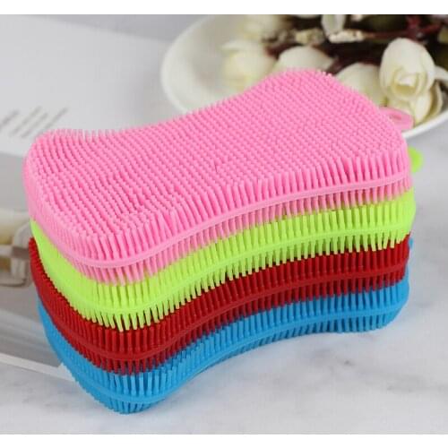 Silicone Dish Washing Brush Pot Pan Sponge Scrubber Silicone Scouring Pad Pot Pan Wash Brushes Kitchen Cleaning Tool