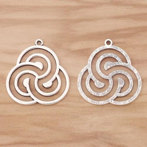 10 Pieces Tibetan Silver Celtics Knot Trinity Triquetra Spiral Charms Pendants for Jewelry Necklace Making Findings 36x34mm