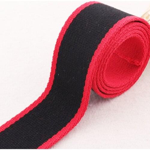38mm/50mm Black Red Striped Webbing Red Edge Back Cotton Heavy Weight Purse Straps Totes Belts Tape Bag Handle1.5"-2"