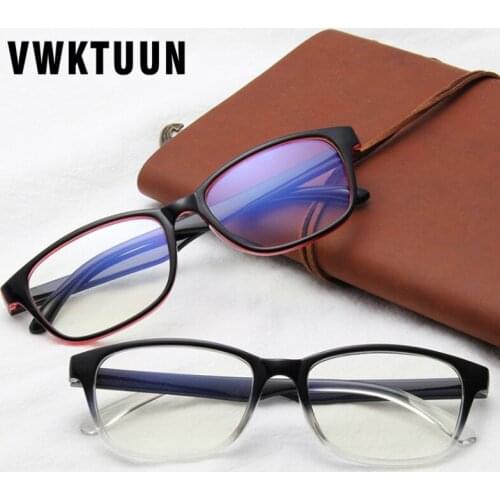 VWKTUUN Korean Eyeglasses Frames Rectangle Spectacle Myopia Glasses Frame Vintage Optical Frames Clear Lens Antique Blue Glasses