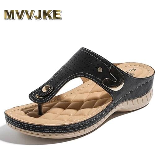 MVVJKESandals Comfortable Flip Flops for Women with Arch Support Outdoor Platform Summer Casual Wedge Sandals Shoes