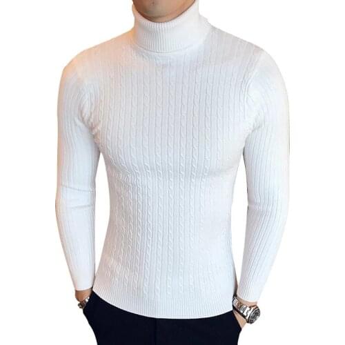 Winter High Neck Thick Warm Sweater Men Turtleneck Brand Mens Sweaters Slim Fit Pullover Men Knitwear Male tops 2021