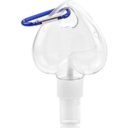 1 Pcs Travel Spray Love Bottle with Random Color Hook Portable Plastic Bottle Hand Sanitizer Bottled White Spray Head 50ml