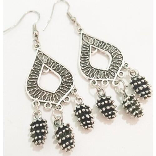 1Pcs Daily Life Inspires New Silver Plated 3D Fashion Pine Nuts, Mini Pine Nut Earrings, Fashion Mini Jewelry DIY Handmade