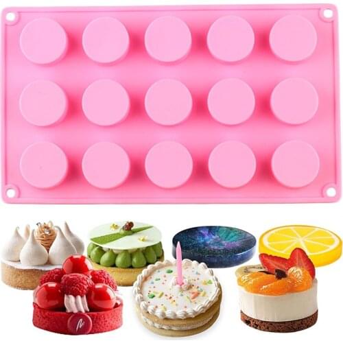 15 Cavity Round Shape Silicone Molds Chocolate Truffles Cookie Baking Mold Ice Cube Tray Caramel Candy Jelly Pudding Moulds