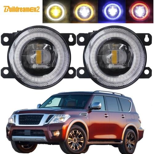 2 Pieces Car LED Lens Fog Light Assembly Angel Eye Daytime Running Lamp DRL 30W 8000LM 12V Styling For Nissan Armada 2003-2008