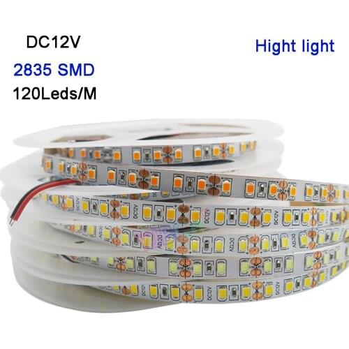 5M/lot DC12V high bright 120 Leds/m LED Strip SMD 2835 IP20 Warm white/White/blue/Ice blue/golden yellow Flexible Lamp tape