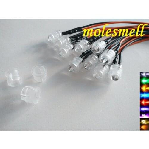5x 5mm 5V DC Pre-Wired water clear LED + Plastic Bezel Holder Light Lamp red yellow blue green white orange uv pink warm white