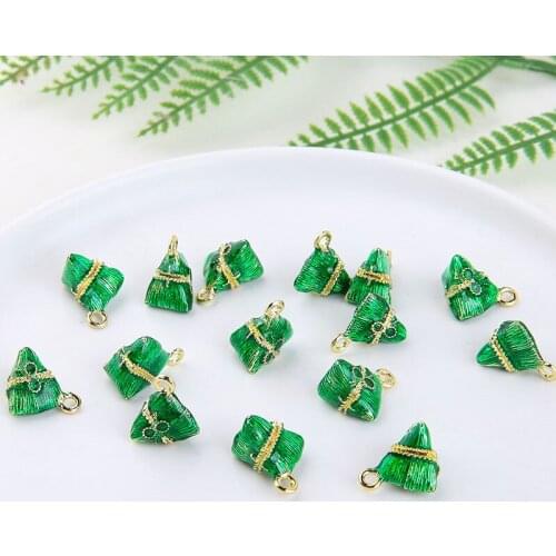 6pcs Life fun Lovely Dragon Boat Festival dumplings alloy pendant 2019 Chinese style DIY handmade earrings hand rope material