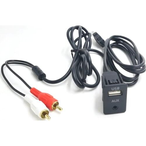 Biurlink 1.5M Car RCA Cable Adapter Switch 3.5mm Audio Jack RCA USB Cable Extention Mount Panel Cable for For Volkswagen Toyota