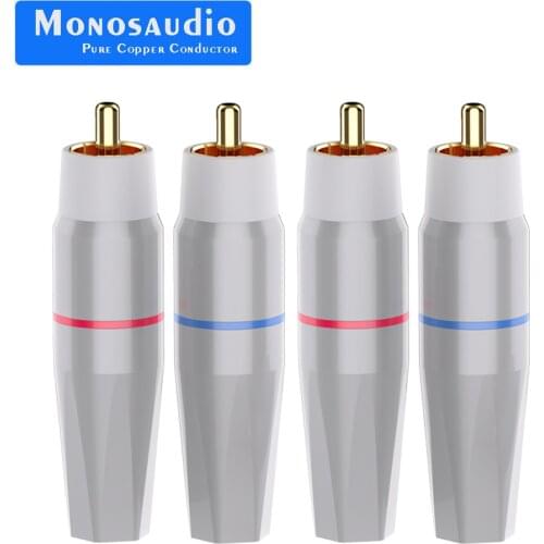 Monosaudio R200 99.998% Pure Copper Rhodium Plated Audio Connector Signal Input Output RCA Terminal Amplifier CD Player TV plug