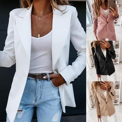 Office Lady Autumn Solid Color Long Sleeve One Button Slim Blazer Suit Jacket пиджак женский