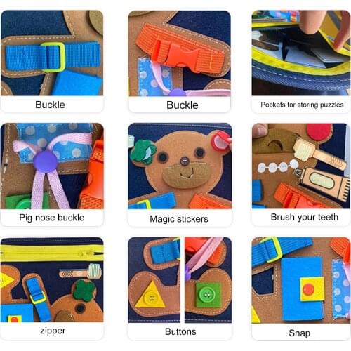 Kids Montessori Toys Baby Buckle Training Essential Educational Sensory Development Board For Toddlers Ntelligence
