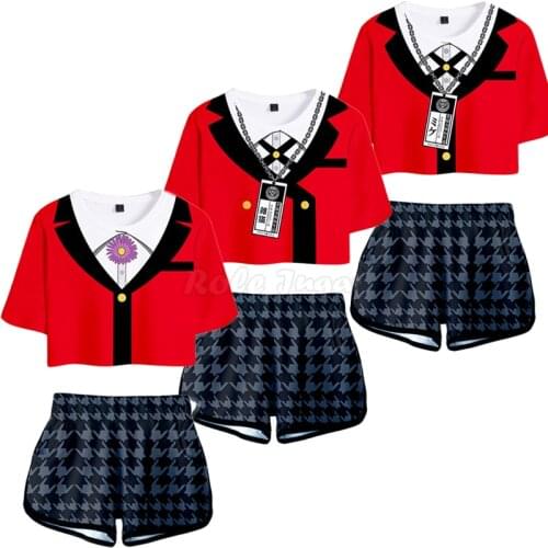 Kids Girls Anime Jabami Yumeko / Meari Saotome / Momobami Kirari Tshirt + Shorts Cosplay Costume Summer Sportswear C29M236