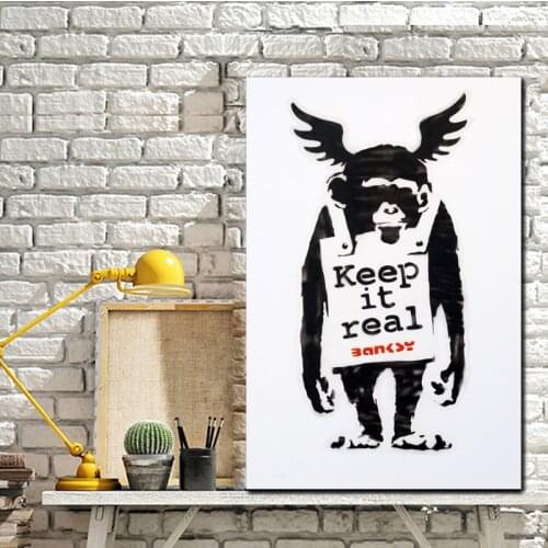 Keep Real Graffiti Street Wall Art Canvas Posters Prints Painting Oil Wall Pictures For Office Living Room Home Decor Artwork HD