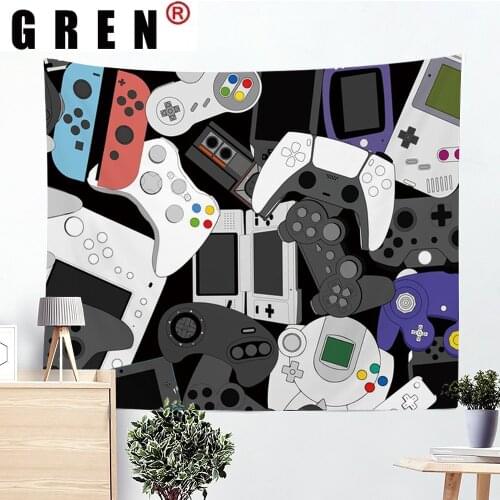 GREN Game Controller Pattern Tapestry Hanging Covering Rugs Background Cloth Beach Mat Blanket Art Bedroom Living Home Decor