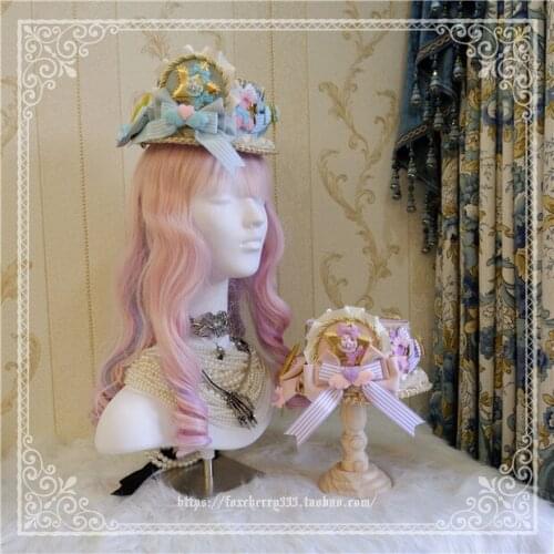 Kawaii Super Cute Bow Love Detachable Cake Top Hat Sunhat Gorgeous Sweet Princess Party Tea Party Cosplay Mori Girl Flat Hat