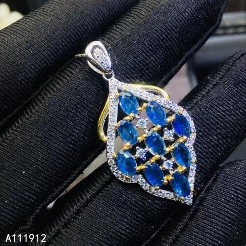 KJJEAXCMY fine jewelry natural sapphire 925 sterling silver women gemstone pendant necklace chain support test trendy