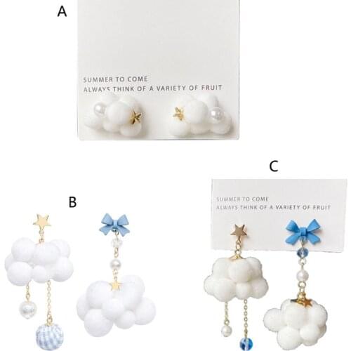 Handmade Lightweight Simple Lovely White Clouds Dangle Drop Earrings Sets for Women Girls Sky Cloud Weather Jewelry