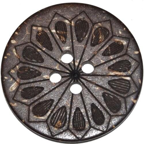 10PCs/Lot 28mm Natural Color Round Laser Flower Coconut Shell Big Buttons Sewing Scrapbooking Wood Button Kids Clothes Handmade