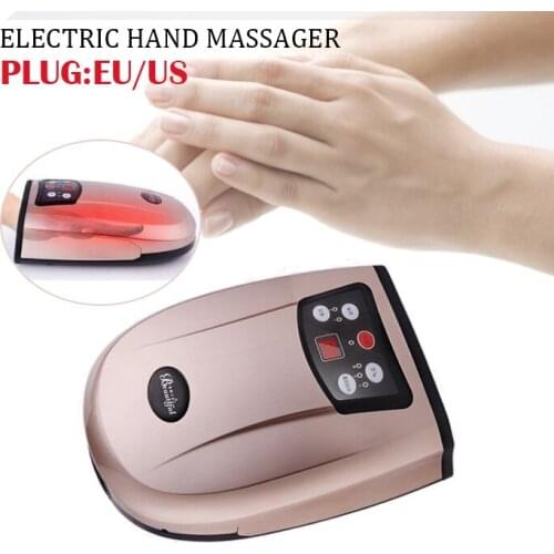 Electric Acupressure Palm Hand Therapy Massager Relaxation Pain Relief Finger Hand Massager Heat Compress LCD Display Hand Care