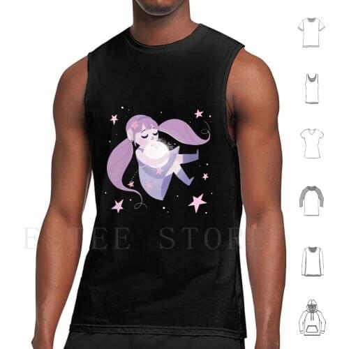 Moon Girl Tank Tops Vest Sleeveless Moon Space Star Stars Glow In The Dark Glow Cute Girls Child Children Childrens