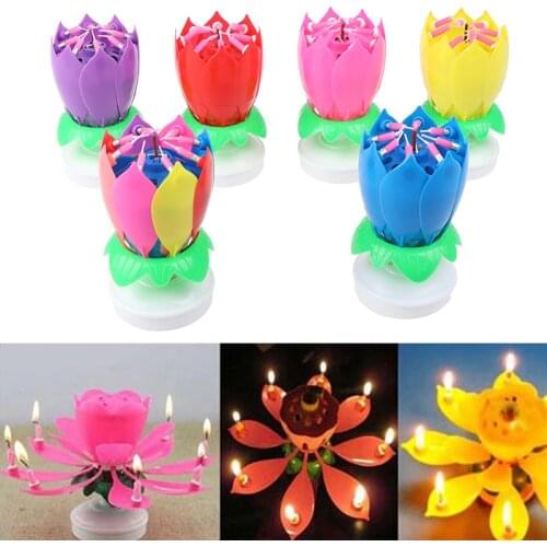 Joy Singing Music Birthday Candle Monolayer Lotus Candle Flowering Music Candle Kids Candles Wax Party DIY Cake Decoration