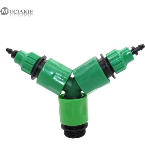 MUCIAKIE 3/4'' Male Thread to 8/11 4/7mm Quick Connectors 3-Ways Garden Hose Water Splitters Can Connect Timer Garden Irrigation
