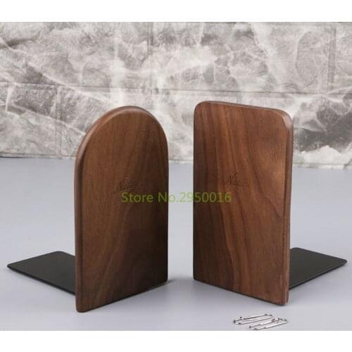 Walnut Wood Bookends Desktop Organizer Desktop Office Home Book Ends Book Stand Holder Shelf School Supplies Students Gift C26