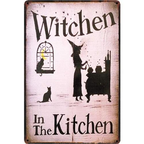 Nostalgia Original Retro Design Witchen in The Kitchen Tin Metal Signs Wall Art Thick Tinplate Print Poster Wall Decoration