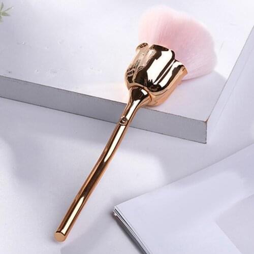 New Rose Flower Nail Art Dust Brush Loose Powder Cleaner Soft Hair Manicure Tool