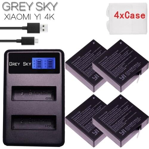 Original For Xiaomi Yi II yi 4k 4k+ Battery az16-1 az16-2 battery + LCD usb Charger for Xiaoyi Yi Lite YI 360 VR Action Camera