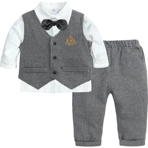 Autumn Kids Clothes Boys Sets 2021 Baby Boy Gentleman Outfits Suit Long Sleeve Shirt+Vest Pants 3Pcs Children Clothing Boy Sets