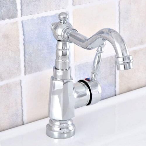 Bathroom Faucet Polished Chrome Basin Faucet Deck Mounted Single Handle Single Hole Hot And Cold Water Tap Nsf635