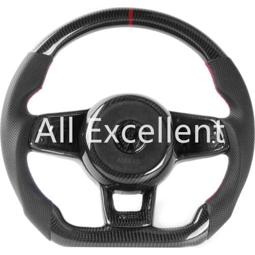 Carbon Fiber & Perforated Leather Steering Wheel with Airbag For Volkswagen Golf MK7 GTI R assembly