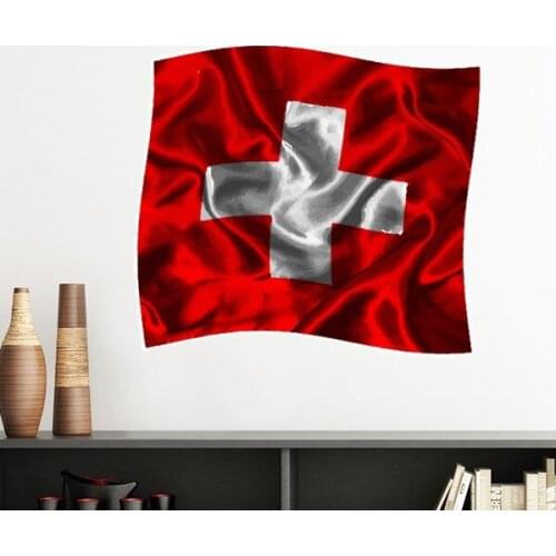 Silk Texture Switzerland Abstract Flag Pattern Removable Wall Sticker Art Decals Mural DIY Wallpaper for Room Decal
