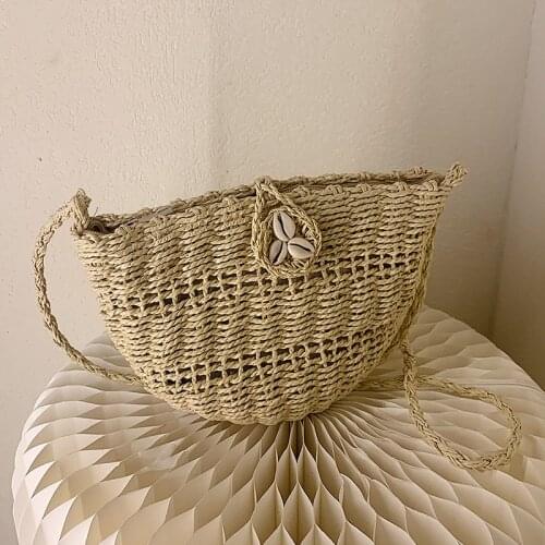 Womens Shoulder Bag Luxury Bolsa Korean Knitting Straw Beach Summer Vacation Solid Soft Female Crossbody Bags Designer 2021 New