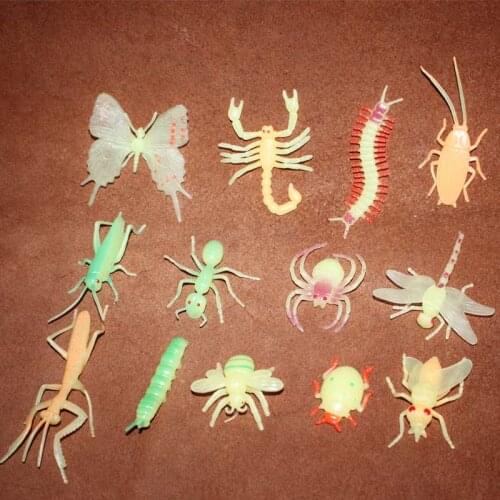 High -quality pvc figure Genuine simulation model toy Fluorescent spider butterfly caterpillar 13pcs/set