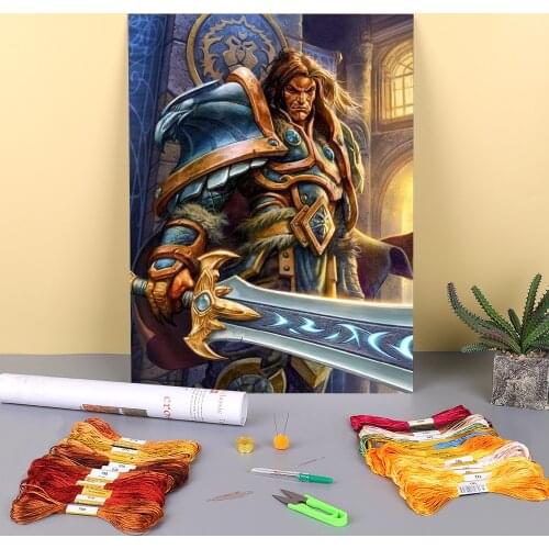 World Of Warcraft Pre-Printed 11CT Cross Stitch Patterns Embroidery DMC Threads Knitting Sewing Handicraft Different
