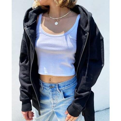 Women Sweatshirts Fall Spring Solid Casual Hoodies Jacket Long Sleeve Loose Street Y2K Hooded Sweatshirts Outwear Clothes Female